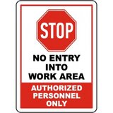 Stop No Entry Into Work Area Sign